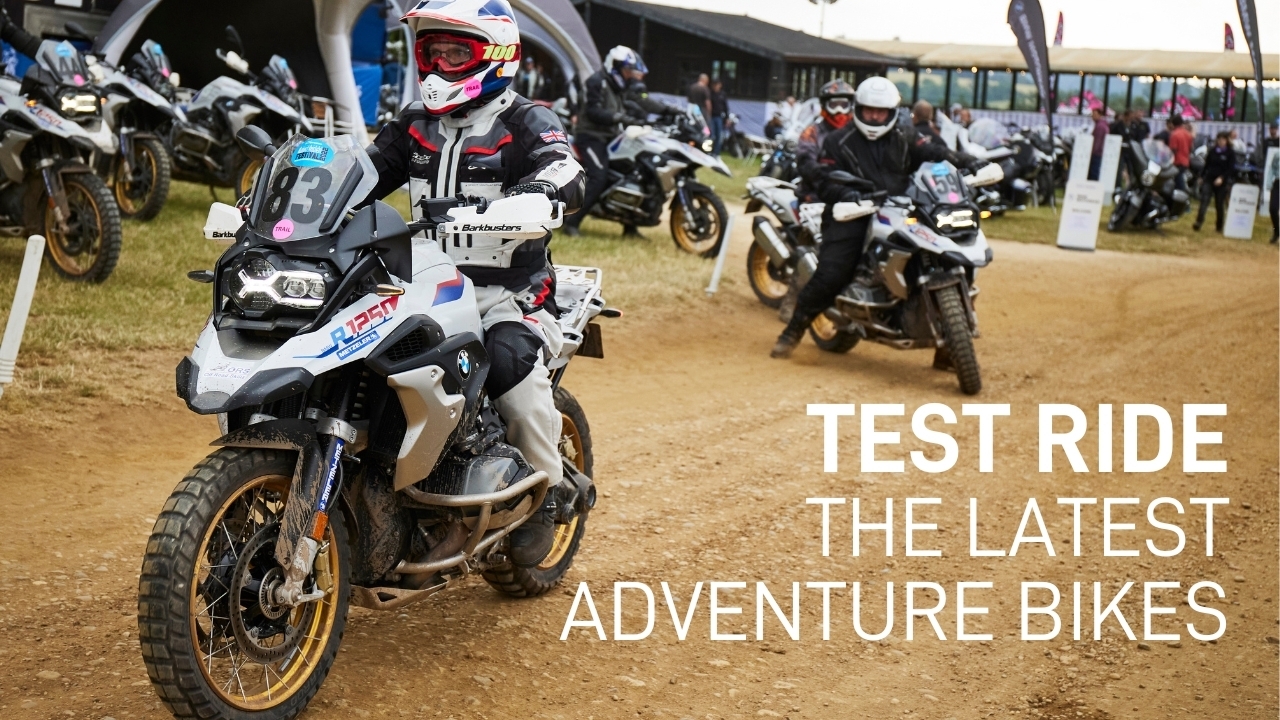 A group of motorcyclists taking BMW 1250 GS Adventure motorbikes out for a test ride