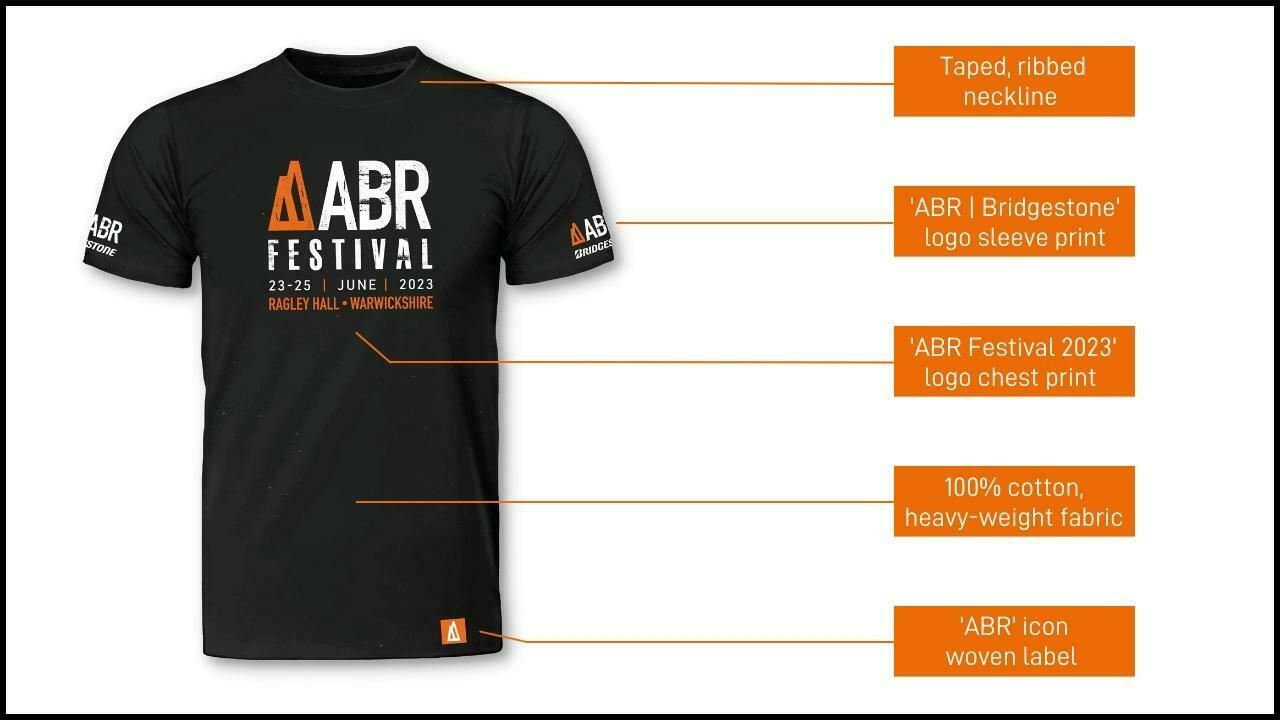 Feature of the new 2023 ABR Festival t-shirt