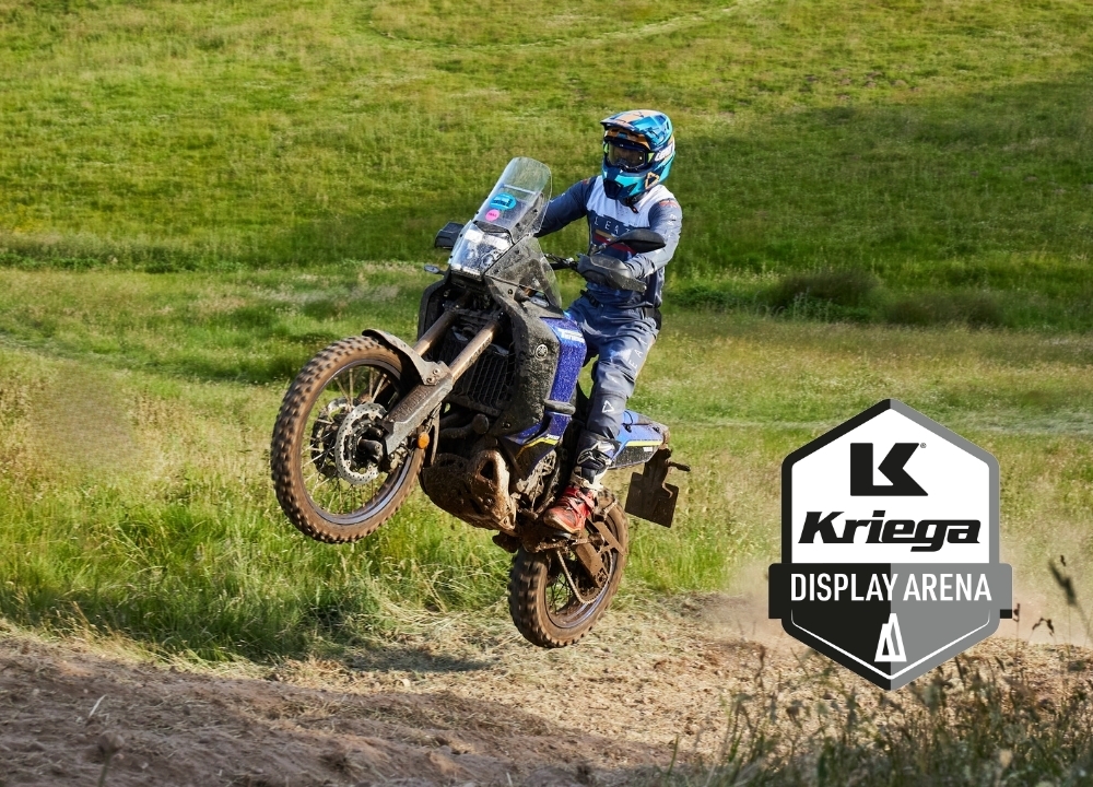 Expert rider showcasing his expert riding skills in the Kriega Display Arena