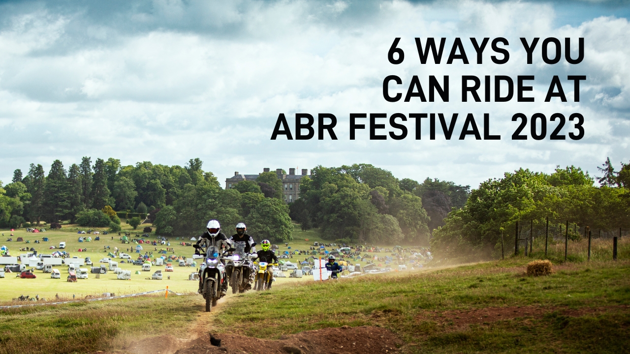 A group of motorcyclists riding in the Ragley Hall Estate at the ABR Festival