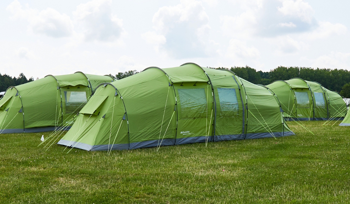 Pre erected tents top