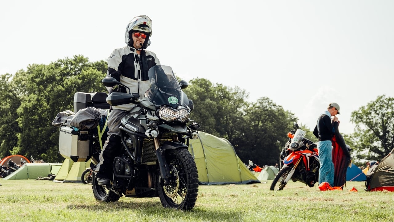 Motorcyclist riding in the VIP camping area
