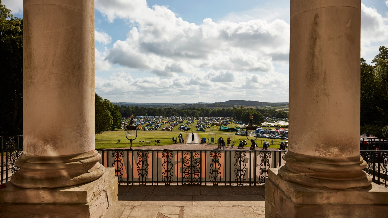 The view of the ABR Festival 2023 VIP camping field from the Great Hall