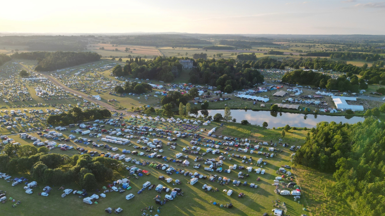 Drone shot of the ABR Festival site at the Ragley Hall Estate in Warwickshire