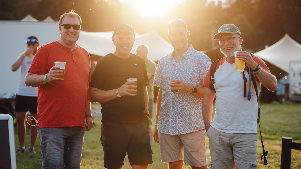 A group of friends enjoying a beer at the ABR Festival