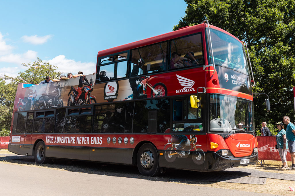 Honda Adventure Express Bus Service Drone shot of the ABR Festival site